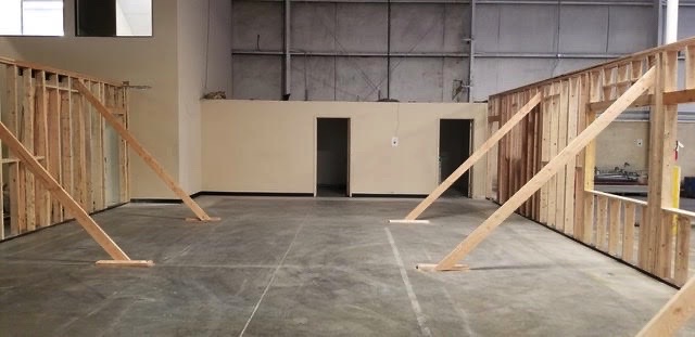 Commercial interior framing with braced walls